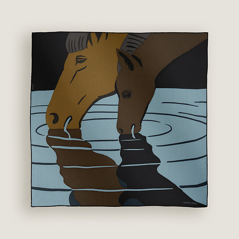 HERMES 水辺の風景 スカーフ Waterfoal scarf 65 - Blue | Hermès Canada